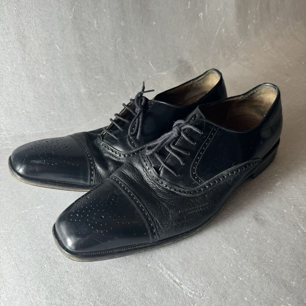 Mezlan Men’s 12 Deer Skin Leather ‘Andrew’ Black Dress Shoes Luxury Oxford